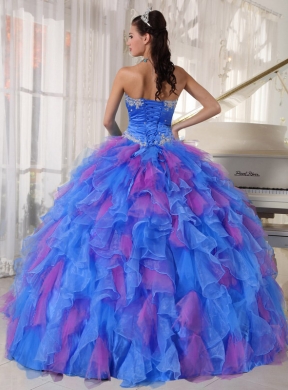 Organza Sweetheart Appliques Best Quinceanera Dress with Flower and Sash