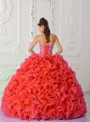 Red Ball Gown Strapless Quinceanera Best Dress with Beading and Ruffles