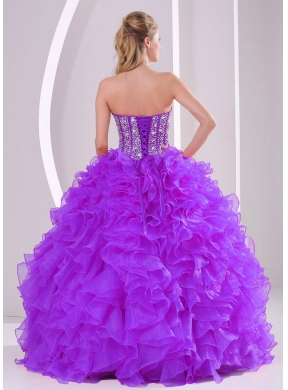 2014 Sweetheart Classic Quinceanera Dresses with Ruffles and Beaded Decorate