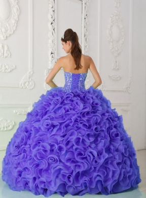 Purple Quinceanera Dress Ball Gown Strapless Organza Beading