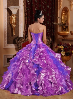 Ball Gown Strapless Ruffles and Beading Lilac 2014 Unique Quinceanera Dresses