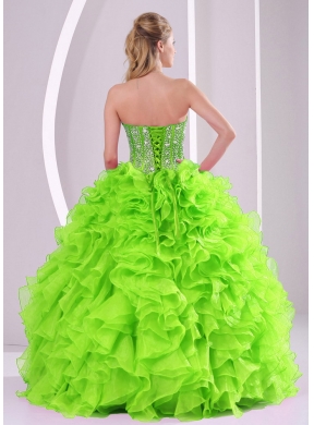 Beading Ball Gown Sweetheart Green Unique Quinceanera Dresses for 2014 summer