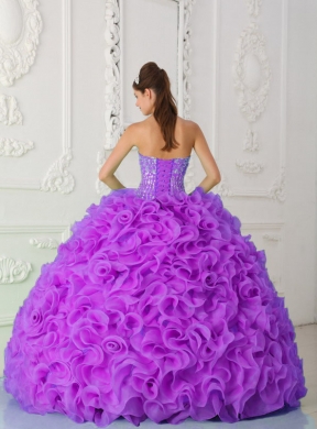 Fuchsia Ball Gown Unique Quinceanera Dresses Strapless Organza Beading