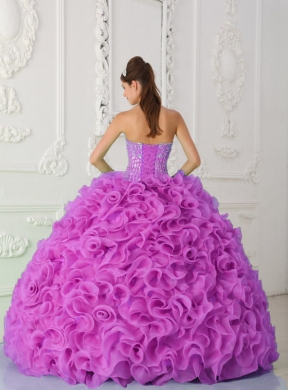 Strapless Fuchsia Rainbow Quinceanera Dresses with Ruffles and Beading