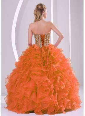 Elegant Ball Gown Sweetheart Ruffles and Beaded Decorate Designer Quinceanera Dresses