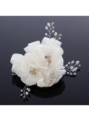 2014 Cute Pearl Net Yarn Chiffon Hair Flowers