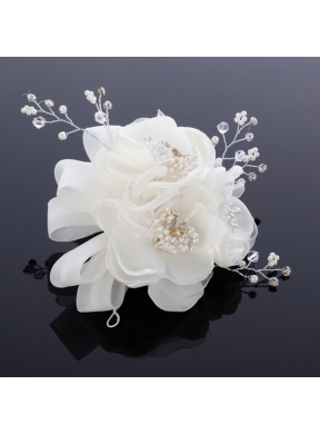 2014 Cute Pearl Net Yarn Chiffon Hair Flowers