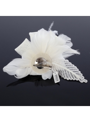 2014 Spring  White Tulle Fascinators with Imitation Pearls