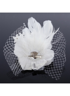 2014 Unique Tulle White Fascinators with Pearls