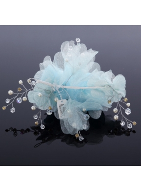 Beautiful Rhinestone Pearl Chiffon Hair Flowers