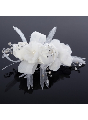 Cheap Tulle Rhinestone Hair Flower for Wedding