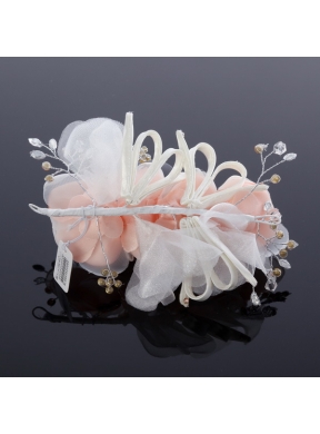 Cute Beading Tulle Peach Hair Flower for Outdoor