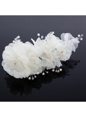 Cute Tulle Wedding Hair Flower with Imitation Pearls