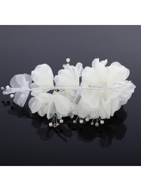 Cute Tulle Wedding Hair Flower with Imitation Pearls