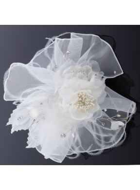 Elegant Feather Red Imitation Pearls Fascinators for Wedding