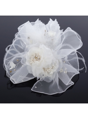 Elegant Feather Red Imitation Pearls Fascinators for Wedding