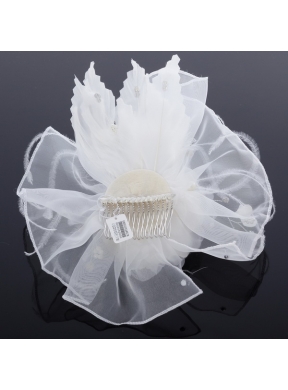 Elegant Feather Red Imitation Pearls Fascinators for Wedding