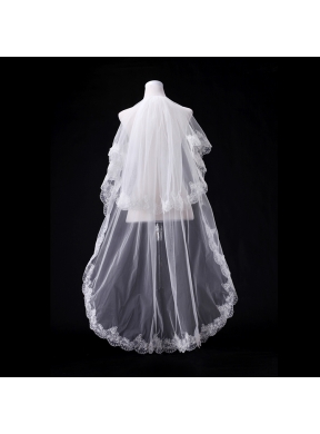 Elegant One-Tier Lace Edge Elbow Veils for Wedding Party