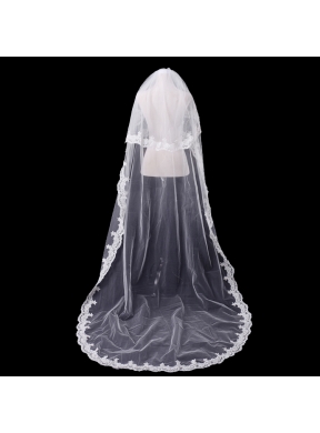 Elegant One-Tier Oval Elbow Veils with Lace Edge