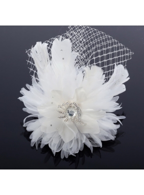 Elegant White Taffeta/Tulle Wedding Fascinators Hair Flower