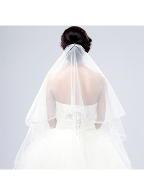 Fairy Two-Tier with Lace Angle Cut Edg Wedding Veils