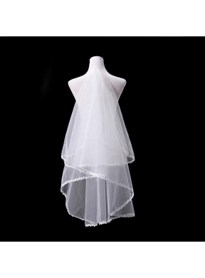 Fairy Two-Tier with Lace Angle Cut Edg Wedding Veils