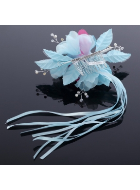 Fashionable Pearl White and Blue Fascinators Hair Combs