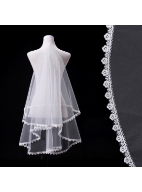 Graceful One-Tier Lace Edge Elbow Veils for Wedding Party