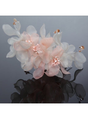 Imitation Pearls Organza Fascinators Pink Hair Flower