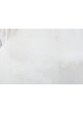 One-Tier Angle Cut Wedding Veils with Lace Appliques Edge