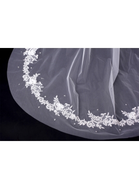 One-Tier Drop Veil Cut Edge 2014 White Bridal Veils