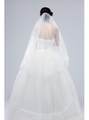 One-Tier Drop Veil  Scalloped Edge Angle Cut Wedding Veils