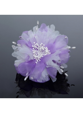 Pure Tulle Lilac Beautiful Imitation Pearls Hair Flower with Rhinestone