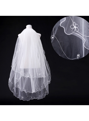 Three-Tier Finished Edge Angle Cut Bridal Veils