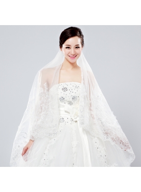 Two-Tier Lace Edge Wedding Veil for Wedding Party