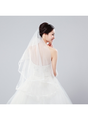 Two-Tier Tulle Bridal Veils with Ribbon Edge