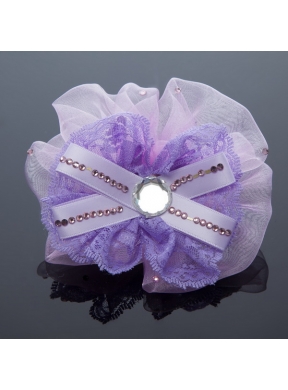 2014 Lace and Tulle Pink Hair Ornament with Rhinestone