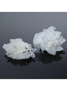 2014 White Rhinestone and Pearl Wedding Hair Flowers