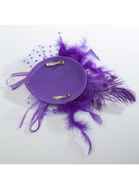 Beautiful Tulle Black and Purple Feather Hair Ornament