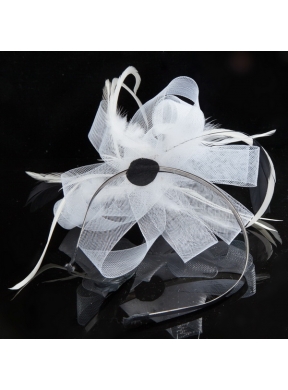 Cheap White Tulle Elegant Feather Fascinators