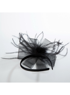 Cheap White Tulle Elegant Feather Fascinators