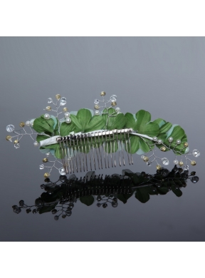 Green Tulle Rhinestone and Imitation Pearls 2014 Hair Combs