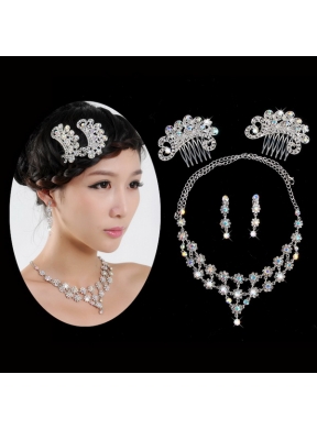 Dignified Colorful Imitation Pearl Jewelry Set Including Necklace Earring