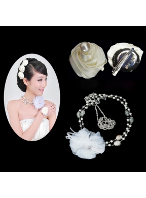 Dreamlike Ladies Pearl Necklaceand Headpiece Jewelry Set