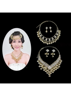 Gorgeous Vintage Style Alloy Silver And Gold Ladies Jewelry Sets