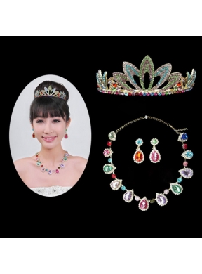 Imitation Pearl Jewelry Set Including Necklace And Tiara