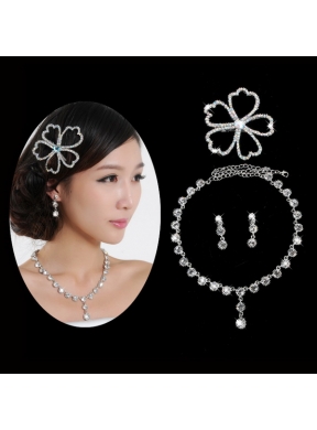 Imitation Pearl Wedding Jewelry sets in Silver  on Sale