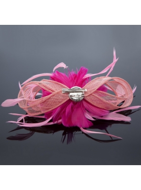 Pretty Pink Tulle Feather Flower Hairpin for Wedding