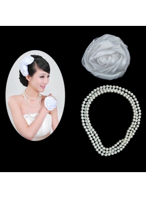 Shimmering Ladies Pearl Necklaceand Headpiece Jewelry Set