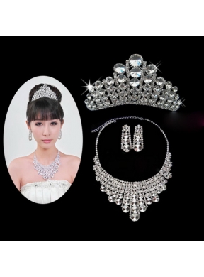 Vintage Style Rhinestones Alloy Jewelry Set Including Necklace And Tiara